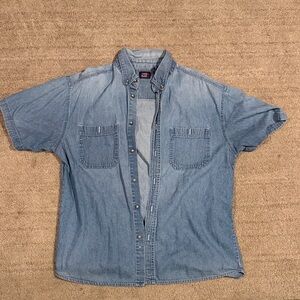 Faded Glory Classic Men's Denim Short-Sleeve Button-Down Shirt - Light Blue